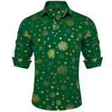 Men's Christmas Shirts Long Sleeve Red Black Green Novelty Xmas Party Clothing Shirt and Blouse with Snowflake Pattern MartLion CY-2380 S 