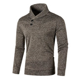 Half Turtleneck Men's Sweaters Button Neck Solid Color Warm Slim Thick Sweatshirts Winter Pullover MartLion Coffee US S 