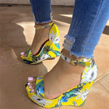 Women's Flowers Wedges Platform Sandals Girls Design Party Shoes High Heels Buckle Ankle Strap Mart Lion   