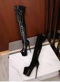  Comemore Metal Super High Heels 30cm Knee-length Elastic Boots Women's Long Winter Shoes MartLion - Mart Lion