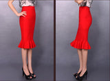 Female Lotus Leaf Pack Hip Fish Skirt Waist Stretch One Step Skirt MartLion   