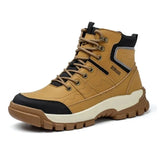 Waterproof Safety Shoes Men's high top with Steel Toe Anti Slip Puncture Proof Work Boots winter work sneakers MartLion 756brown 38 