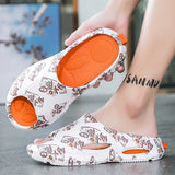 Quick-dry Men's Slippers Summer Breathable Casual Sneakers Outdoor Beach Slides Flat Non-slip Sandals Soft Flip Flops Mart Lion 6-White 6.5 