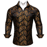 Luxury Men's Shirt Embroidered Silk Slim Casual Gold Blue Purple Black Red Green Paisley Flower Long Sleeve Barry Wang Cloth MartLion   