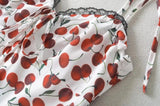 Summer Cherry Print Mini Dress Women Lace Slim Dresses MartLion   