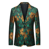 Handsome 100 Peacock Tail  Men's Suit Coat Casual Polyester  Four Seasons  Blazers Smart Casual MartLion Flower color 6 M (EUR XXS) 