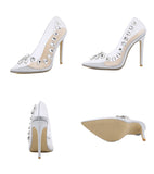 Liyke Crystal Diamond Women Pumps Metal Rivet PVC Transparent High Heels Wedding Prom Shoes Slingback Sandals Mart Lion   