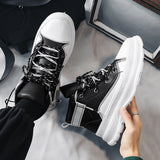 Autumn Men's Casual Sneakers Leather Platform Ankle Boots High-top Basketball Trainers Breathable Sport Shoes Mart Lion   