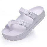 Women's Platform Sandals Summer Slippers Non-slip Beach Summer Flip-flops Adjustable Buckle MartLion White 38 CHINA