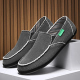 Canvas Shoes Men's Dude Shoes Slip-ons Summer Non-Leather Casual Flats Breathable Hombre MartLion Black Gray 39 