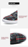 Loafers Men's Shoes Canvas Plaid Classic Moccasin Party Outdoor Daily PU Double Buckle All-match Casual MartLion   