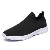 Men's Women Vulcanized Shoes Slip on Flats Breathable Mesh Walking Outdoor Sport Running Sneakers Female Mart Lion Black 36 