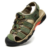 Summer Men's Outdoor Sandals Beach Shoes Genuine Leather Trekking Hiking MartLion Green 46 