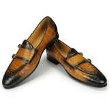 Loafers Shoes Men's Leather Casual Elegant Penny Double Monk Strap Crocodile Printing Casual Office Men's Lazy MartLion   