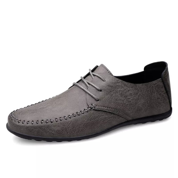 Leather Men's Shoes Formal Moccasins Breathable Driving Black MartLion Gray 38 