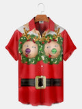 Christmas Snowman Claus Anime Pattern Hawaiian Shirt For Men Casual Short Sleeve Summer MartLion