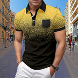 Men's Short sleeved Polo Shirt Summer European and American Street Casual Pocket Lapel Top Men's MartLion Yellow-K L 