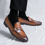 Slip On Dress Shoes Men's Elegant Split Leather Buckle Formal Mart Lion   