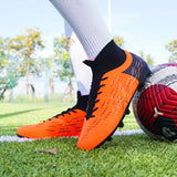 Soccer Shoes Men's For Training Elastic Spikes Cleats Non Slip Wear Resistant Lightweight Ankle Protect Football MartLion   