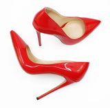 Pointed Shallow Mouth Patent Leather Stiletto Heels Women's Single Shoes MartLion   