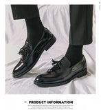 British Style Purple Tassel Men's Dress Shoes Pointed Toe Leather Brogues Slip-on Wedding MartLion   