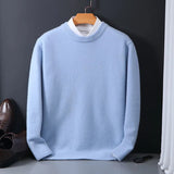 Sweater O-neck Pullovers Men's Loose Knitted Bottom Shirt Autumn Winter Korean Casual Men's Top MartLion Light blue M 