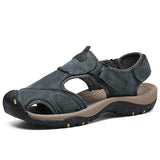 Summer Leather Men's Shoes Sandals Slippers MartLion 7238Blue 45 