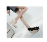 Women Espadrilles Wedge Shoes Spring Autumn Pointed Toe Thick Heel Thick Bottom Straw Mary Jane Heels MartLion   