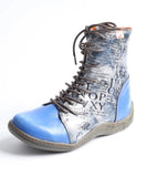 Spring and Autumn Newspaper Print Ladies Ankle Boots For The Outdoors MartLion Blue 36 