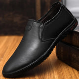 Men's Leather Shoes Moccasins Sneakers Slip Lazy Lightweight Loafers Breathable Outdoor Walking MartLion black 39 