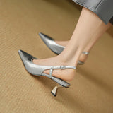 Women's Hollow Sandals Stiletto Heels Pointed Toe Slant Heels High Heels Party Banquet Wedding MartLion   