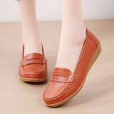 Women Flats Genuine Leather Shoes Platform Casual Soft Loafers Shallow Slip On Nurse Ladies MartLion   