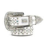 Western Luxury Crystal Rhinestone Belt with Full Diamond Zinc Alloy Flower Buckle Punk Trend Women's Belt MartLion