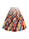 Summer Vintage Rockabilly Skirt Casual Knee Length Women Swing Midi Skirts MartLion   