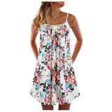 Women's Summer Casual Vest Sleeveless Bohemian Print Loose Tank Large Dress MartLion Pink XL 