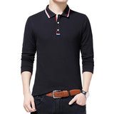 Autumn Casual Men's T-shirt Turn-down Long Sleeve Cotton Mart Lion Black T-shirt Asian size M 