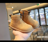 Autumn Winter Children Cotton Boots Boys British Style Leather Girls Retro Short Baby Soft Anti-kick Warm Shoes MartLion   