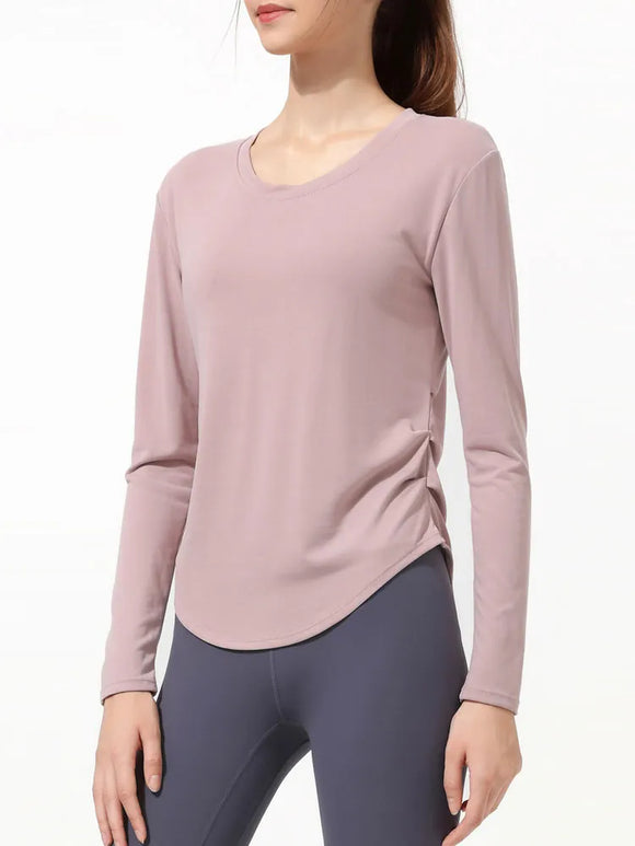 Women Long Sleeve T-shirts With Chest Pad Loose Sports Tops Gym Workout Blouse Sportswear Running Fitness Pulovers MartLion   