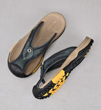 Summer Men's Flip-Flops Genuine Leather Anti-Slip Beach Slippers Sandals Anti-collision Toe Mart Lion   