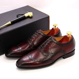 Handmade Men's Wingtip Oxford Shoes Genuine Calfskin Leather Brogue Dress Classic Formal Shoes MartLion   