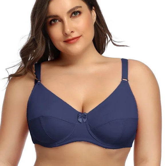 Pure Color Plain Large Size Bra with wire  women non-padded bralette MartLion   