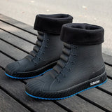 Unisex Rubber Rain Boot Ankle Waterproof Non-Slip Chelsea Booties Couples Boots Men's Work Chaussure Femme MartLion blue plush 43 