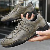 Men's Casual Leather Shoes Flat Elastic and Soft Casual Sports Men's Social Shoes Leather Walking MartLion   