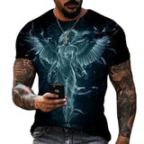 Beast Fierce Lion Wolf 3D T Shirt  Summer Men's Oversized Short Sleeve Black and White MartLion   