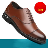 Men's Flat 6CM Heightening Elevator Shoes Formal Leather British Casual Wedding Suit MartLion Brown 6cm 45 