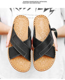 Design Leather Open Toe Sandals Men‘s Slip Resistant Solid Color Slippers Soft Slipper Outdoor Summer Shoes Mart Lion   