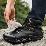 Men's Genuine Leather Boots Hiking Boots Hiker Winter Trekking Hiking Fuzzy Snow Waterproof Adventure MartLion   