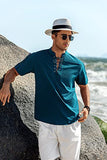  Summer Men's V-neck shirt Short-Sleeved T-shirt Cotton and Linen Led Casual Breathable tops Mart Lion - Mart Lion