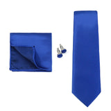 Solid Colors Ties Handkerchief Cufflink Set Men's 7.5cm Slim Necktie Set Party Wedding Accessoreis Gifts MartLion THC-48E  
