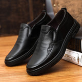 Men's Genuine Leather+Microfiber Leathe Shoes Soft Anti-slip Rubber Loafers Casual Office Work Mart Lion black 38 